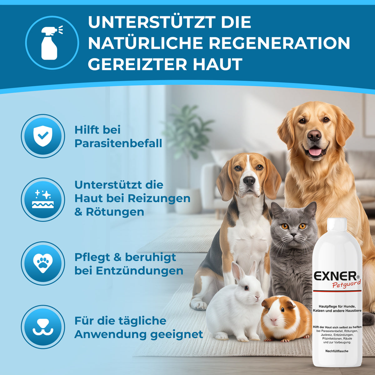 Exner Petguard Hautpflegespray 1 Liter Nachfüllflasche