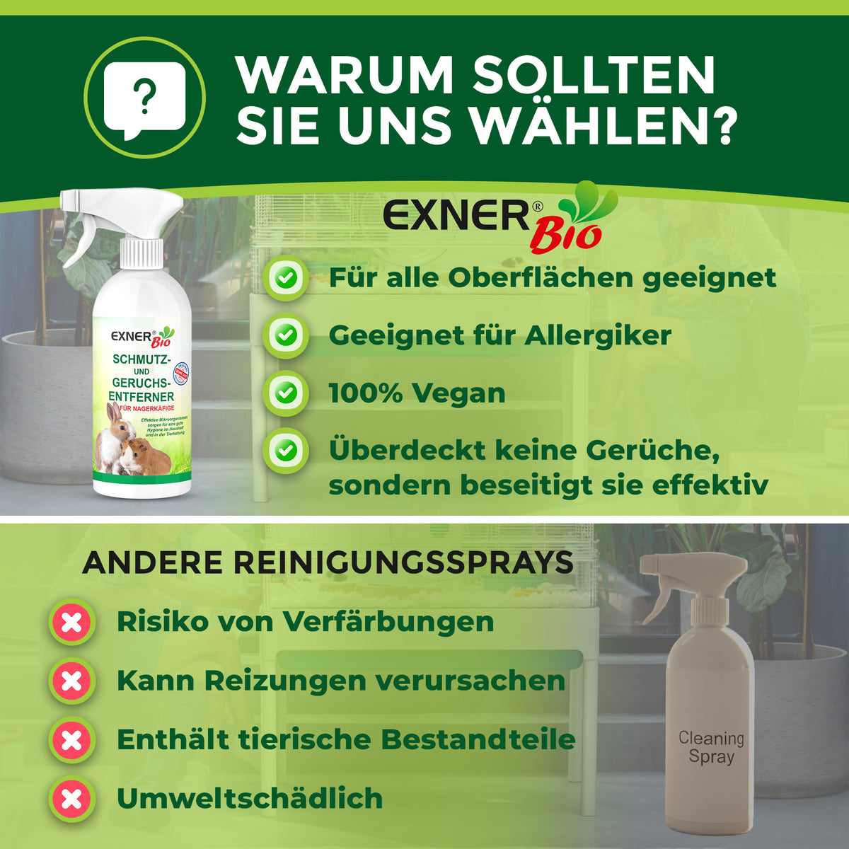 Exner Bio Schmutz- & Geruchsentferner für Nagerkäfige 500 ml