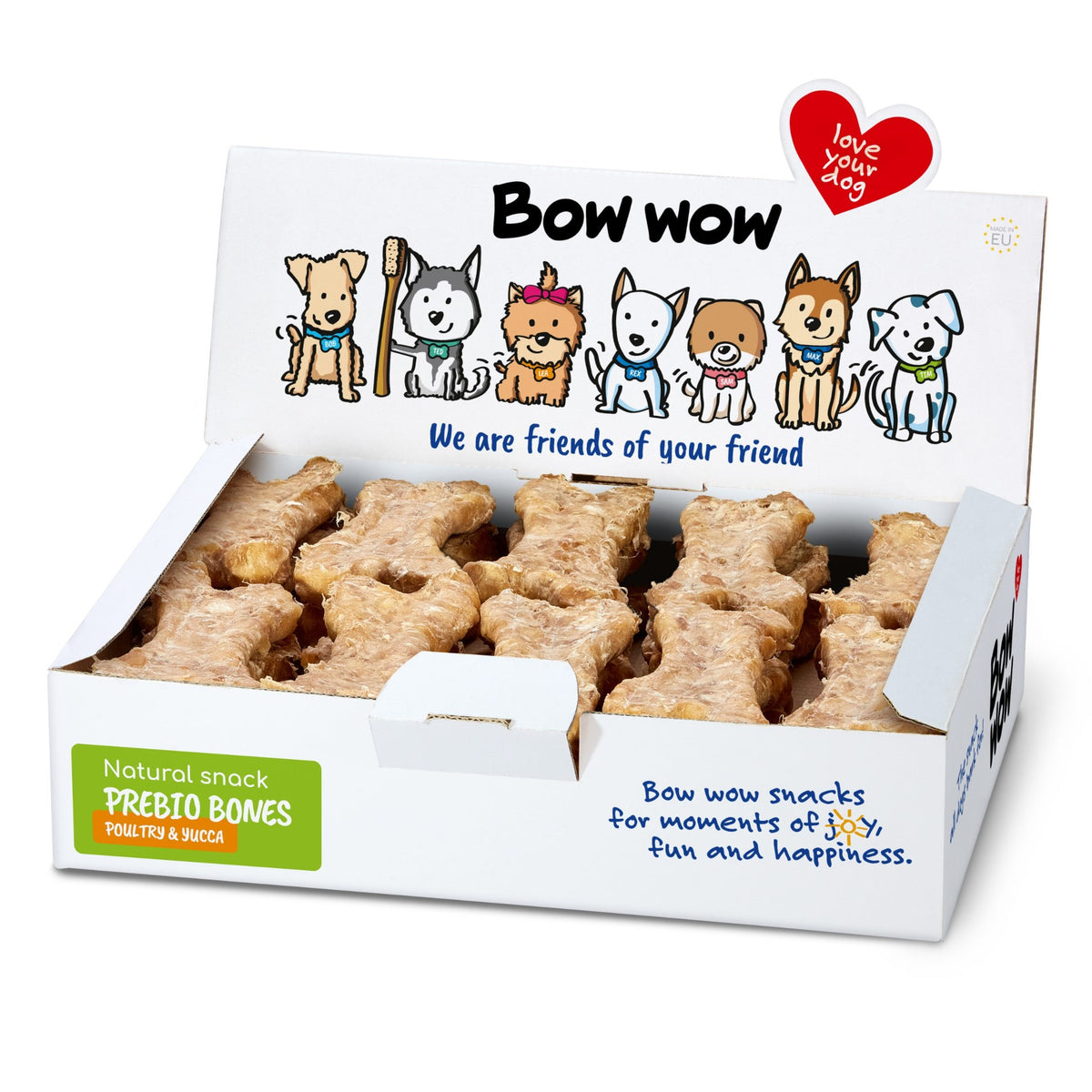 Bow Wow Super Natural Prebio Knochen Geflügelleber & Yucca, Display 30 Stück