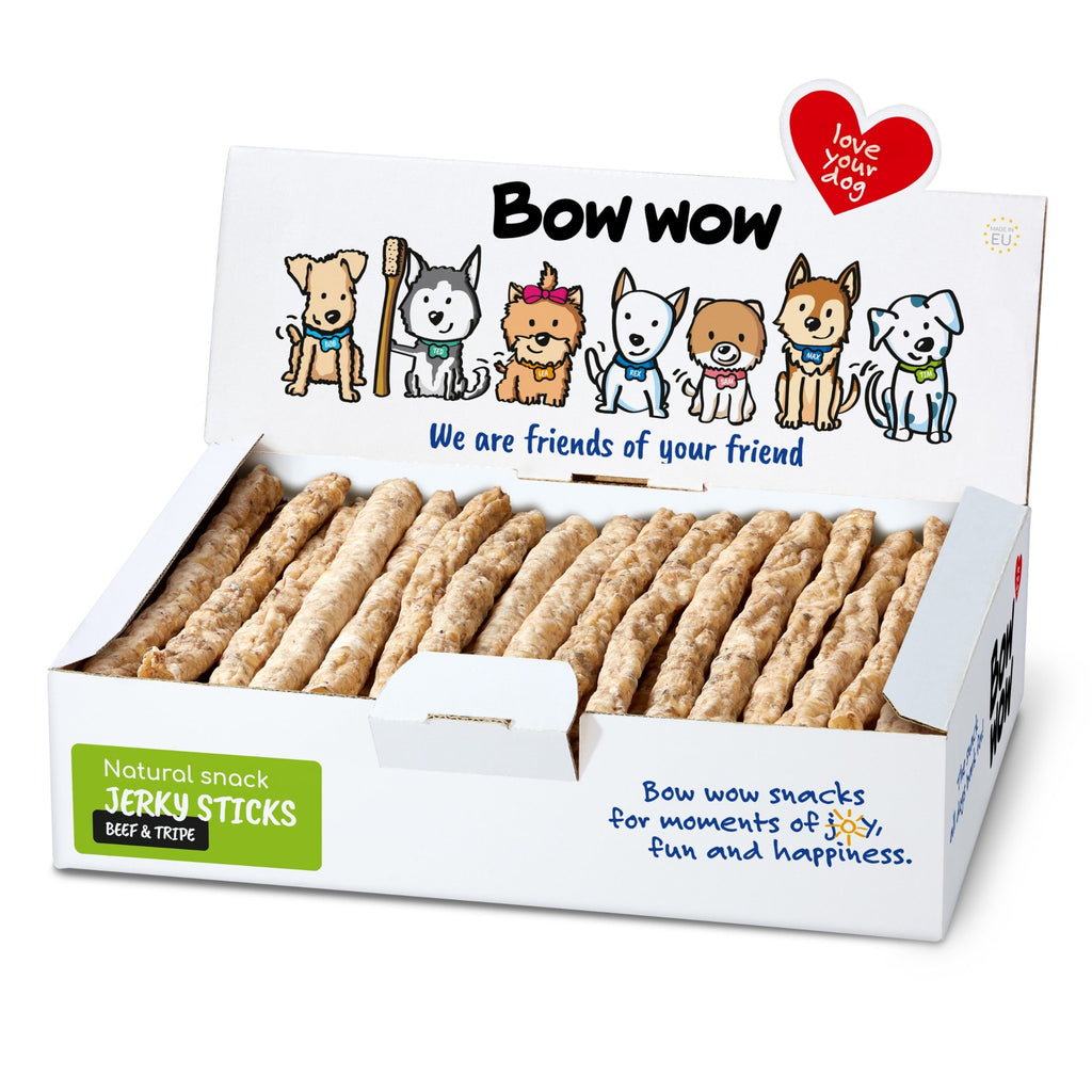 Bow Wow Super Natural Jerky Sticks Rind & Pansen, Display 50 Stück