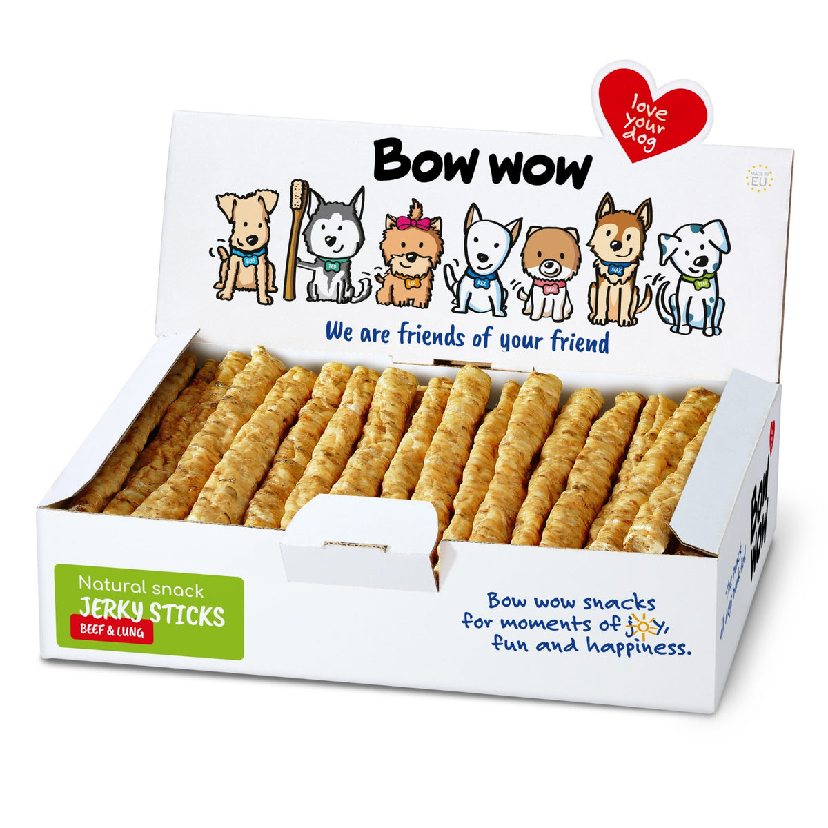 Bow Wow Super Natural Jerky Sticks Rind & Lunge, Display 50 Stück