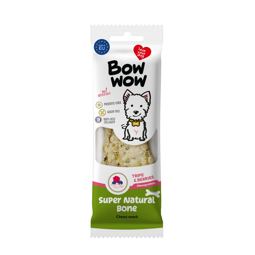 Bow Wow Natural Rinderhautknochen mit Pansen & Cranberry, Display 30 Stück – Bild 2