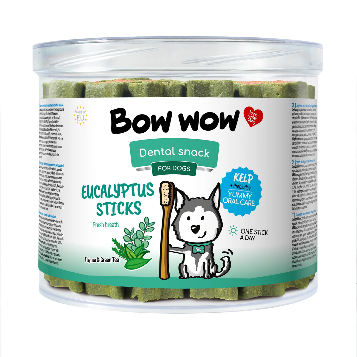 Bow Wow Toothbrush Stick mit Eukalyptus, Display 30 Stück