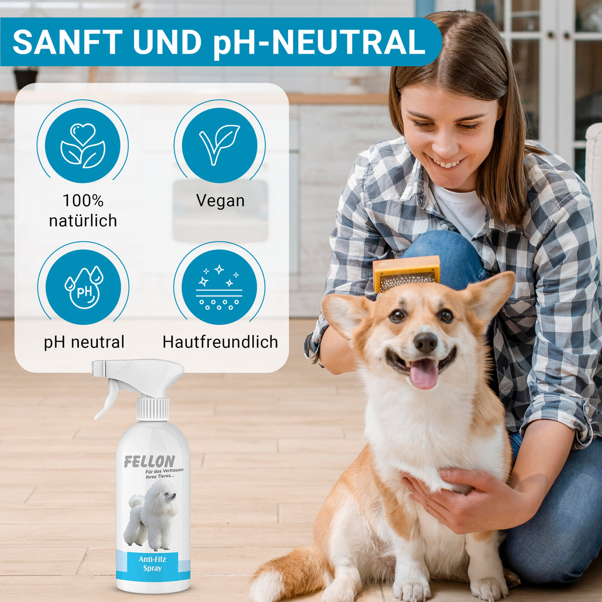 Fellon Anti-Filz Spray für Hunde 1 Liter Nachfüllflasche – Bild 3