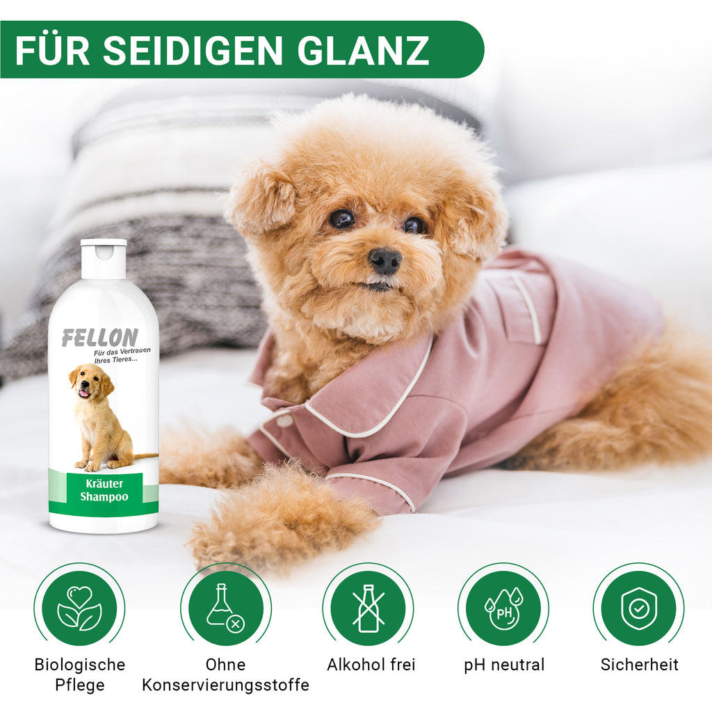 Fellon Kräuter Shampoo für Hunde 1 Liter – Bild 3
