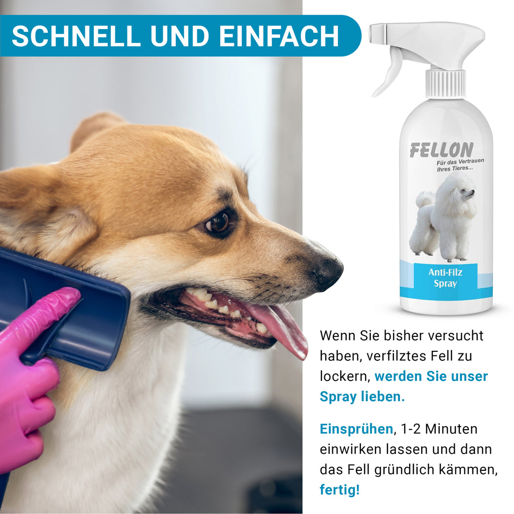 Fellon Anti-Filz Spray für Hunde 1 Liter Nachfüllflasche – Bild 6